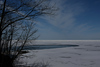 Looking out onto frozen Lake Erie from Camp Glenodoh in Erie County, PA. The open water is where Seven Mile Creek is emptying into the lake. The horizon is a good 8 - 10 miles out. Canada is beyond that.